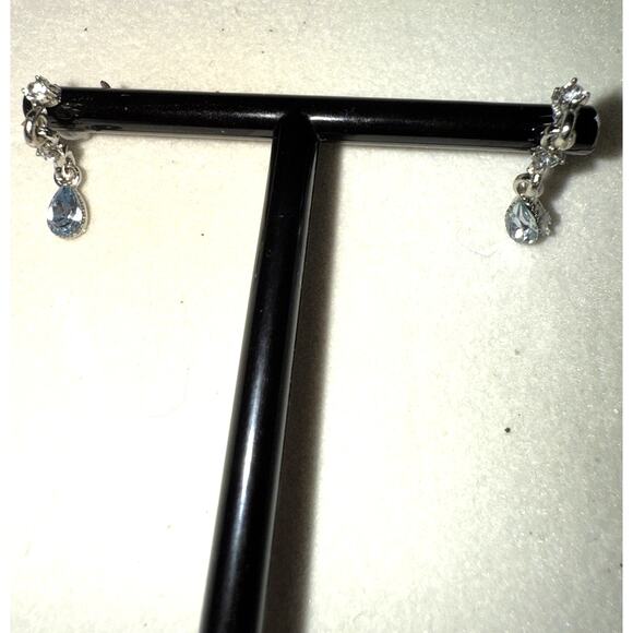 Blue Water Drop Zircon Stud Earrings - Picture 2 of 3